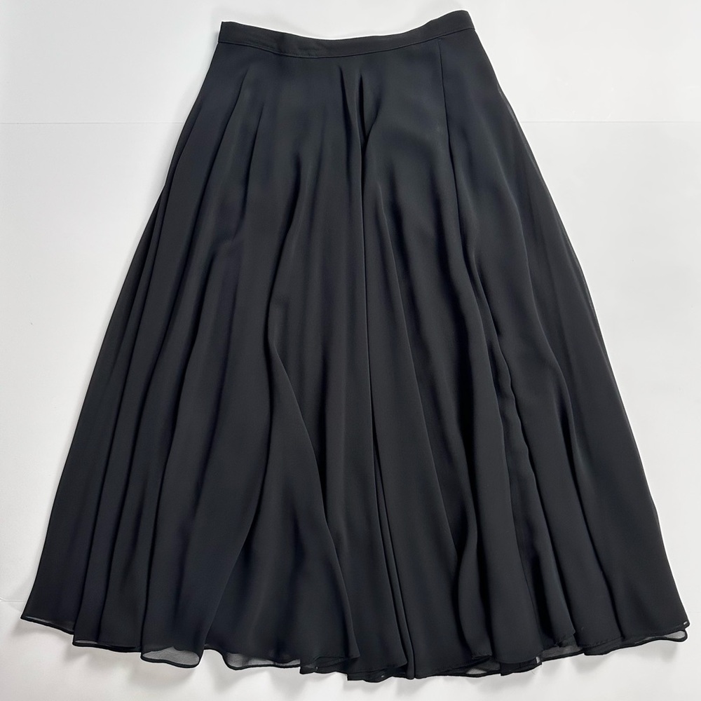 Vintage A.J. Bari by Kay Unger Chiffon Midi Skirt Black 6 S/XS Made in Korea - Picture 5 of 9